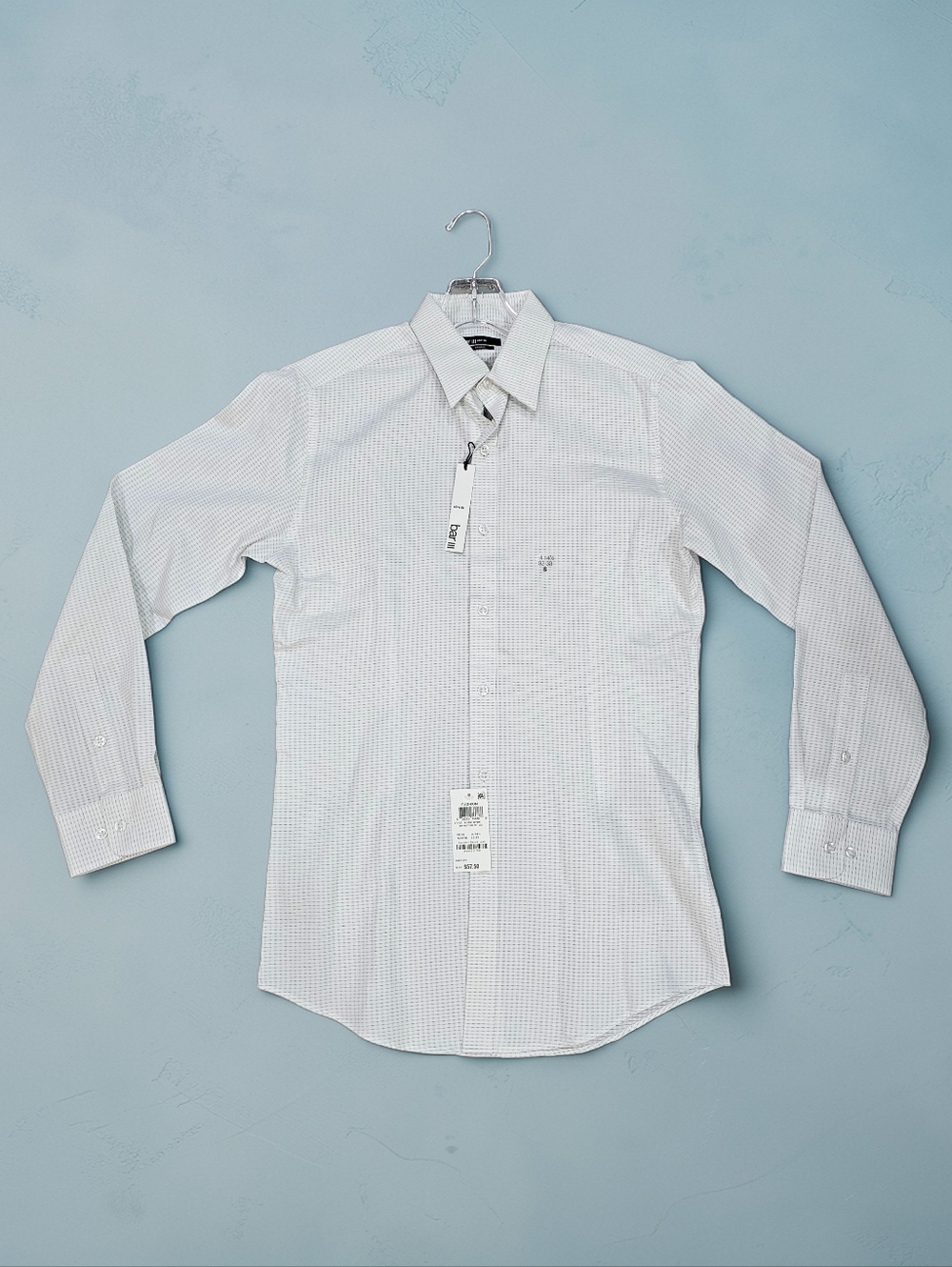 NWT Bar lll Men's Slim Fit Button Down Dress Shirt Size Small Cotton Blend White